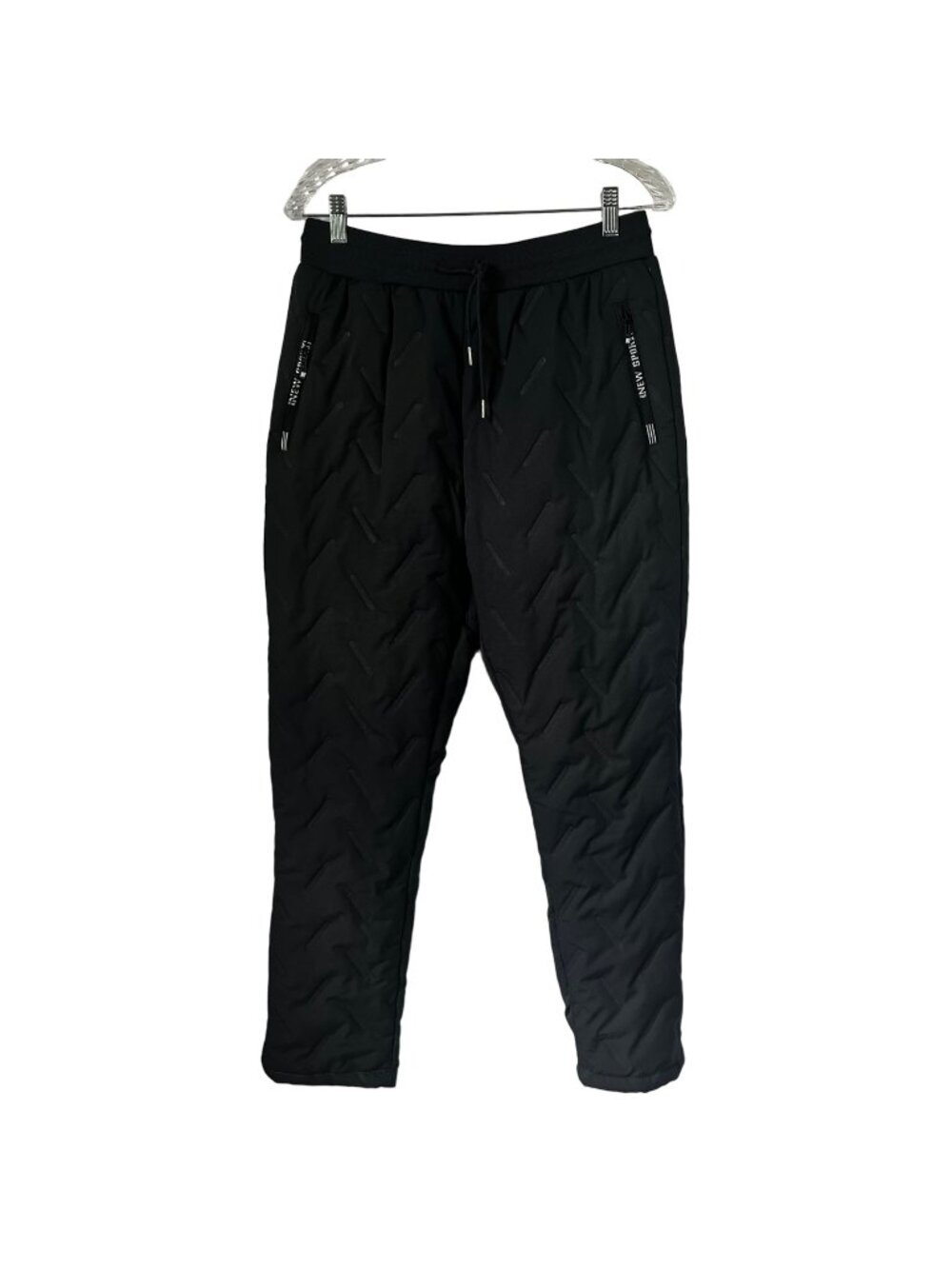 Fleece Lined Quilted Pants Mens Medium Gray New Pockets Warm Winter